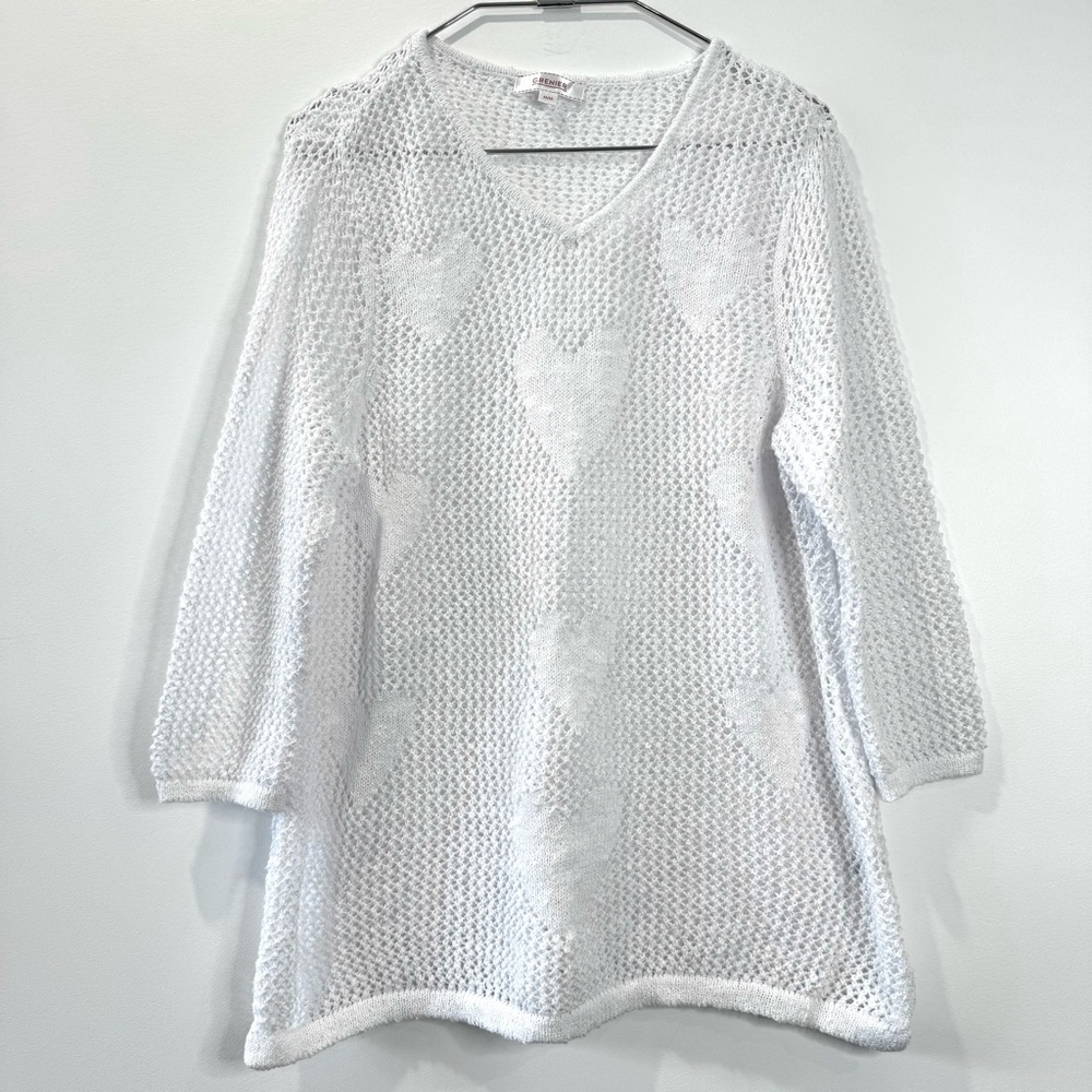 🛍️4 for 20$ / Grenier Knit Top with hearts / White / M